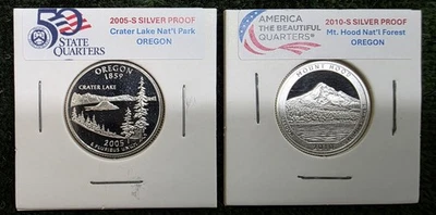 State of Oregon: Two Proof Silver Quarters - One Statehood & One ATB Quarter! - Image 1 of 4