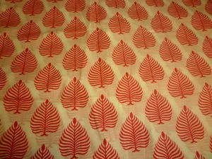 Roter Blockdruck Baumwollstoff 42" -43" breit 5 Yards stammt aus Indien - Bild 1 von 5