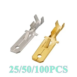 6.3mm Electrical Wiring Spade Crimp Male Plug Pin Terminals Contact New - Picture 1 of 4
