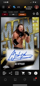 DIGITAL Topps WWE Slam Chrome 25 AJ Styles Main Event Signature - Picture 1 of 2
