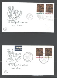 5 Continents on UN SEAT CELING, DAVID 'C' CACHET FDC. NY & GENEVA Cds. Scanned - Picture 1 of 1