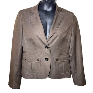 Signature By Larry Levine Brown Size 12 Blazer Career Hip Length Jacket Church - Picture 1 of 11