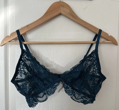 Free People Intimately Lace Bra Legion Blue Teal Medium NWT $38 - Image 1 of 4