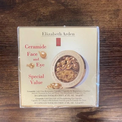 SELLADO Elizabeth Arden Ceramida Rostro y Ojos Set - 60 Cápsulas Total NUEVO Foto 1 de 4