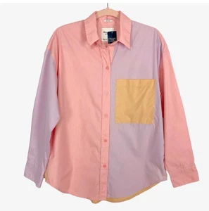 Camisa Abercrombie and Fitch Grande Popelina Bloque de Color Abotonada Pequeña Rosa - Imagen 1 de 9