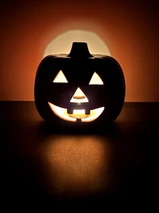 Flambro Halloween Ceramic Pumpkin Jack o Lantern Candle Cover Light Up Decor - Picture 1 of 15