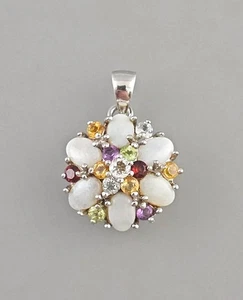 a-9425362 925er Silber Opal-Anhänger Citrin Peridot Amethyst vintage D3cm - Bild 1 von 2