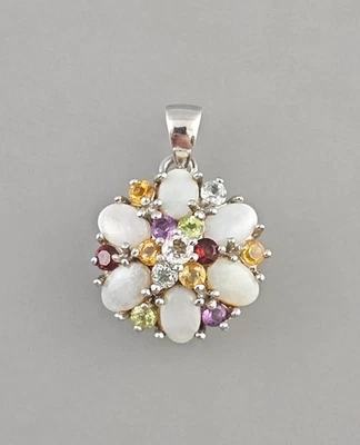 a-9425362 925er Silber Opal-Anhänger Citrin Peridot Amethyst vintage D3cm - Bild 1 von 2
