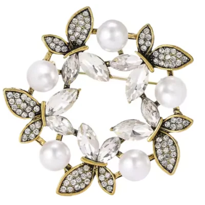 Broche Mariposa Perla Cristal - Elegante Estrás Insecto Otoño Prendedor Joyería Regalo Foto 1 de 4