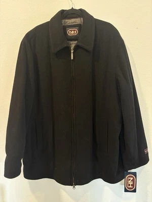 Abrigo de lana y cachemir vintage Newport Harbor para hombre negro XL nuevo con etiquetas forrado con edredón Foto 1 de 4