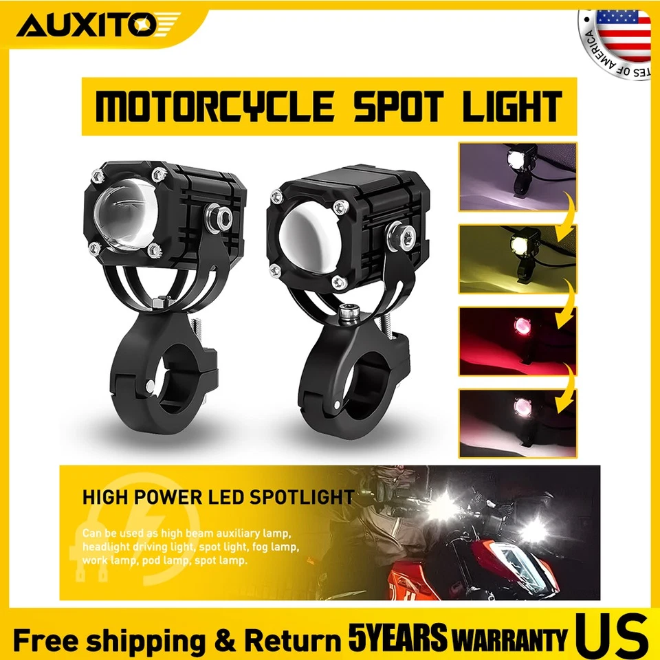 Focos LED para moto faros auxiliares conducción antiniebla amarillo blanco rojo D Foto 1 de 4