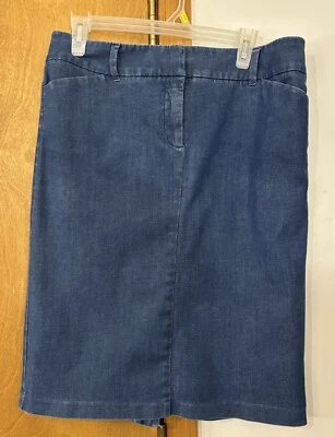 7th Avenue Women Denim Straight Skirt Pockets Back Slit Knee Length Size 12 - Image 1 of 4