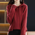 Autumn Winter Hooded Sweater Womens Long Sleeves Knitted Hoodie Tops Blouse New