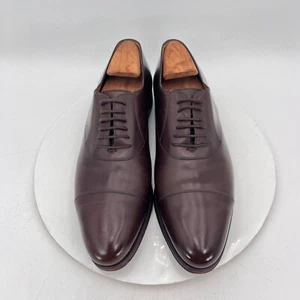 Gucci Men Size UK 9 US 9.5 Dark Brown Leather Cap Toe Lace Up Oxford Dress Shoes - Picture 1 of 13