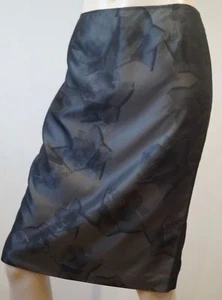 AGNES B Womens Charcoal Grey Sheen Large Floral Print Lined Pencil Skirt 40 UK14 - Picture 1 of 12