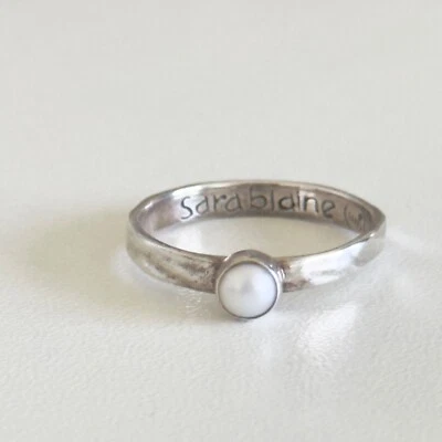 Anillo Sarah Blaine Diseñador Plata Esterlina 925 Perla Real Pila Banda Talla 6.75 Foto 1 de 4