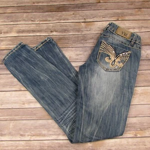 YMI Infinity Skinny Jeans 0 Distressed Contrast Stitching Embellished Pockets - Picture 1 of 10