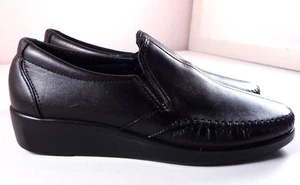 SAS San Antonio Shoes Dream Moccasin Black Leather Slip On Womens Size 7.5 N - Picture 1 of 11