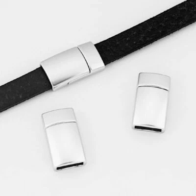 3Sets Matte Silver 10x3mm Magnetic Clasp For 5mm 10mm Flat Leather Bracelet - Image 1 of 2