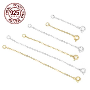 Genuine 925 Sterling Silver Lobster Chain Extender Necklace/Bracelet Extension - Picture 1 of 11