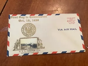 Cubierta postal original de la Segunda Guerra Mundial 1936 primer día en comisión USS Preston (379) - Imagen 1 de 2