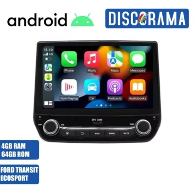 AUTORADIO ANDROID 4/64GB FORD TRANSIT ECOSPORT 2017-2020 STEREO AUTO TOUCH 9" - Immagine 1 di 4
