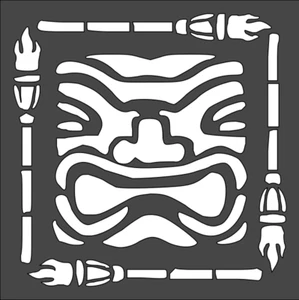 8"x8" Clear Plastic Stencil - Tiki Torch (SA95). - Picture 1 of 2