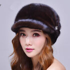 Women/Girl 100% Real Genuine Mink fur hat Cap Winter Warm Gift peaked cap