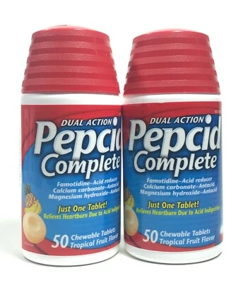 PEPCID COMPLETO 2 X 50 (100) * SABOR FRUTA TROPICAL * COMPRIMIDOS MASTICABLES EX 6/26 Foto 1 de 4