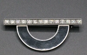 ARI D. NORMAN Grande Spilla In ARGENTO 925 E SMALTO Art Decò Style 56 x 24 mm - Foto 1 di 6