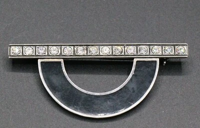 ARI D. NORMAN Grande Spilla In ARGENTO 925 E SMALTO Art Decò Style 56 x 24 mm - Immagine 1 di 4