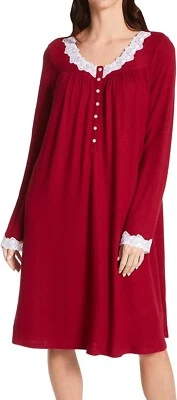 Eileen West Berry Encaje Ribete Manga Larga Acogedor Suéter Tejido Camisón Corto L Foto 1 de 4