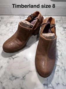 Timberland Earthkeepers Rudston size 8 Tan Leather Heels Slingback Clog Shoes - Picture 1 of 4