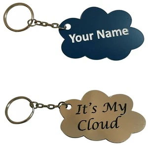 Engraved Key Label Fob Tag  Keyring Cloud Shape Personalised Many ColoursAcrylic - Picture 1 of 4