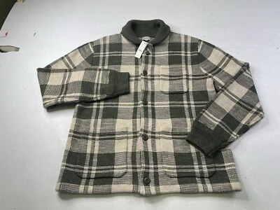 J. CREW Men's Cotton Knit Chore Jacket Sweater Heather Cypress Plaid Medium NWT - Image 1 of 4