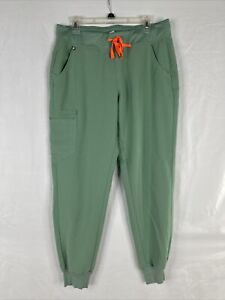 Figs Technical Jogger Scrub Pants Womens Size L /28 Green Drawstring Pockets