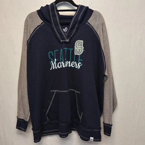 Majestic Fan Fashion Blue Hooded Seattle Mariners Sweatshirt Women's Size 1X Cover