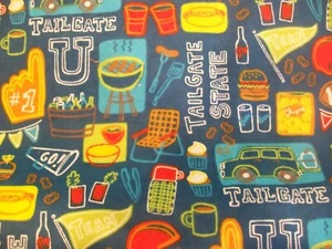 Tailgate State - Snuggle Cotton Flannel Fabric - BTY - Blue - Picture 1 of 2
