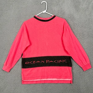 OP Ocean Pacific Kids Neon Pink Sweatshirt 80s Style Medium M Unisex Surf Skate - Picture 1 of 11