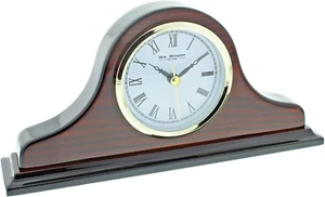 Wooden Napoleon Mantel Table Desk Clock Mahogany Roman Numerals  Wm Widdop W9616 - Picture 1 of 1