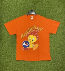Vintage Looney Tunes Tweety & Slyvester Bewitched Shirt Mens Size Large Orange - Picture 1 of 7