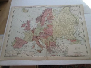 ONE (1) 1923 RAND McNALLY; STANDARD MAP OF EUROPE, FANTASTIC DETAIL - Picture 1 of 9