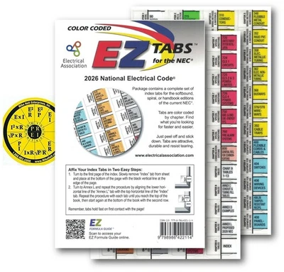 2026 Color Coded  EZ Tabs with EZ Formula Guide based on 2026 NEC Code books - Image 1 of 4