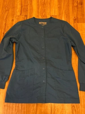 Grey's Anatomy by Barco Blue Snap Front Scrub Jacket Adult Size Medium - Image 1 of 4