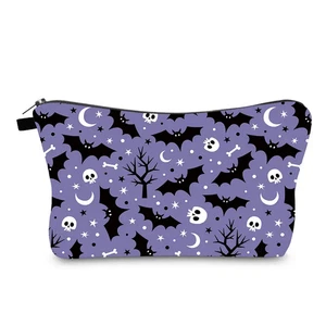 Fledermäuse Totenköpfe Tasche Enid Reiseetui Kosmetik Bleistift Make-up Handtasche Halloween - Bild 1 von 6