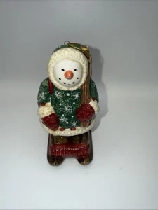 Statuina addobbo natalizio pupazzo di neve in ceramica Sakura senza scatola - Foto 1 di 7
