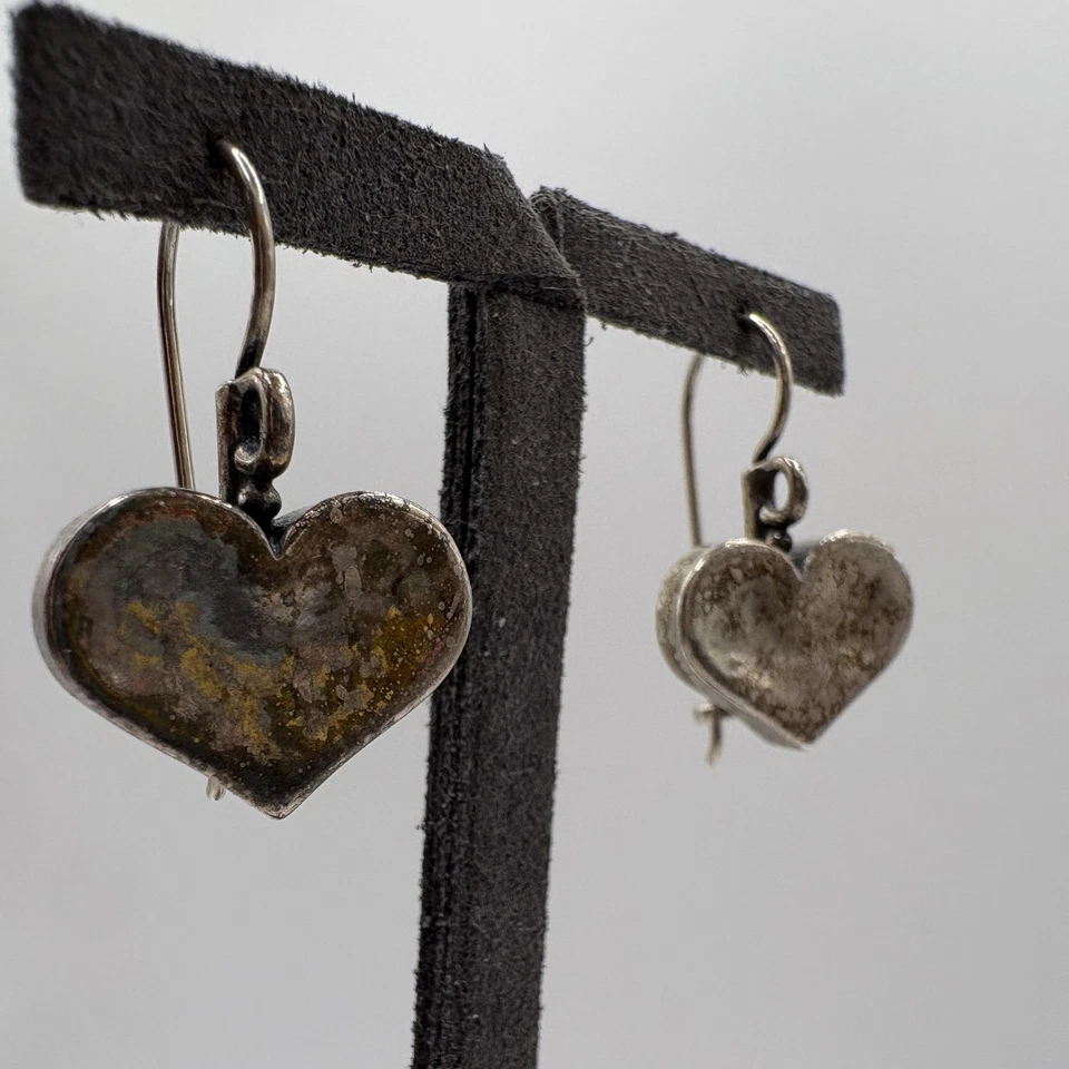 Pendientes colgantes de plata de ley 925 Silpada con corazón pátina amor San Valentín Y2K Foto 1 de 4