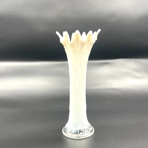 Antique Swung Vase Northwood White Opalescent Tree Trunk Swung Glass Vase 11” - Picture 1 of 13