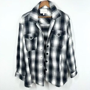 Lucky Brand Damen Gr. Medium Oversized schwarz grau weiß dickes Shacket Herbst - Bild 1 von 9