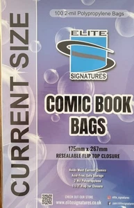 100x Current Size Resealable Comic Book Bags -Elite Signatures - Imagen 1 de 1